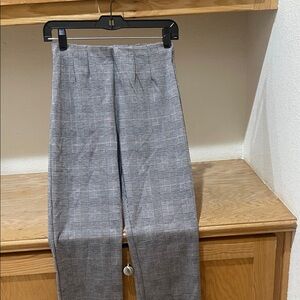 Free People Gray Checkered Straight Leg Pants